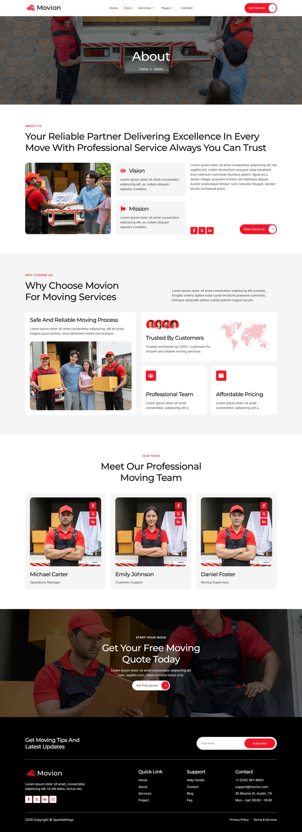 Movion - Relocation & Moving Company Elementor Template Kit