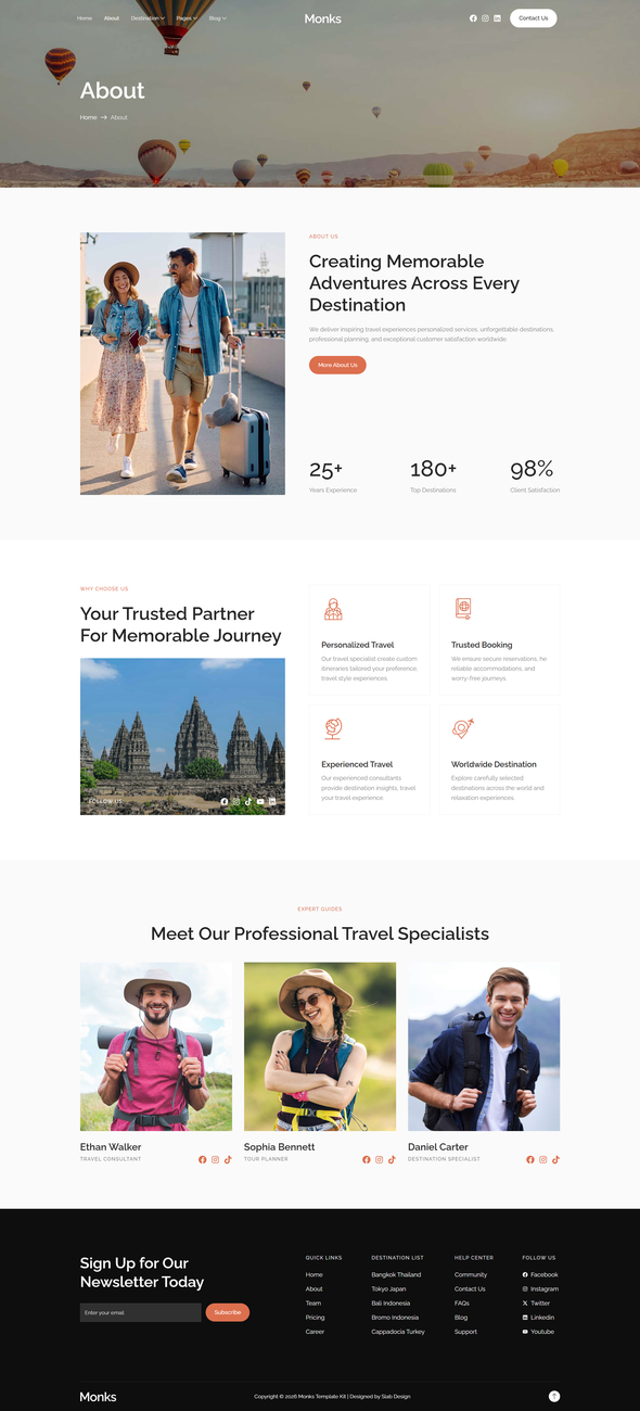 Monks - Tour & Travel Agency Elementor Template Kit