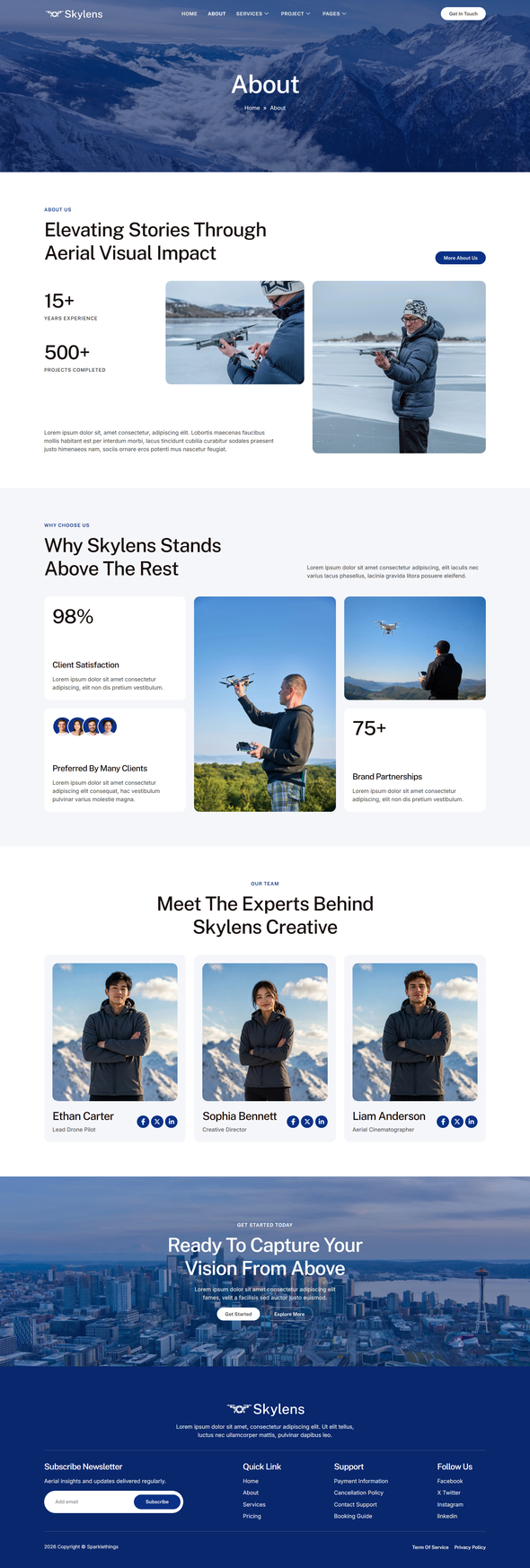 Skylens - Drone Aerial Video & Photography Elementor Template Kit