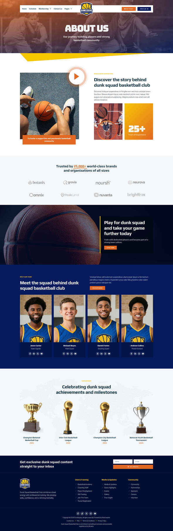 DunkSquad - Basketball Team & Sport Club Elementor Pro Template Kit