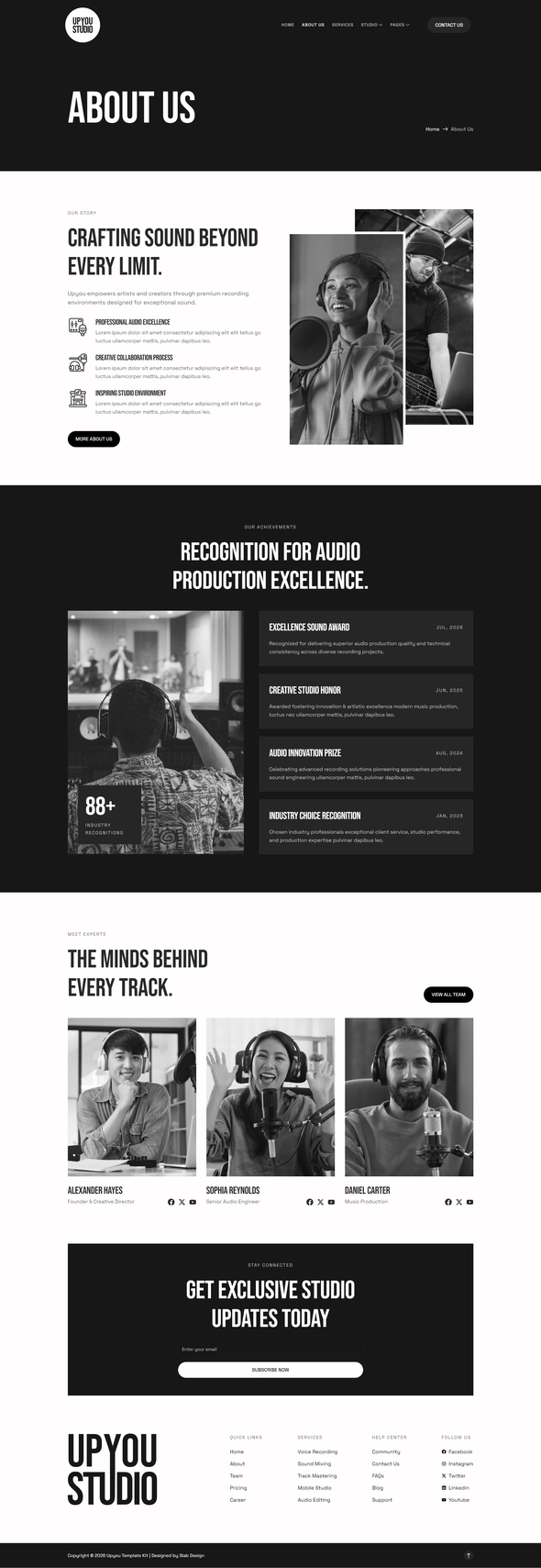 Upyou - Recording & Music Studio Elementor Template Kit