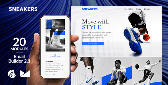 Sneakers Responsive Email Template + Online Emailbuilder 2.1
