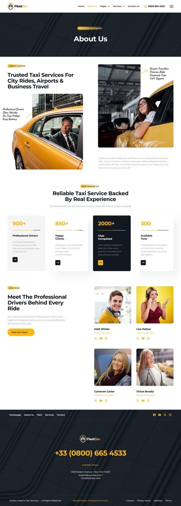 FleetGo - Taxi Fleet Services Elementor Pro Template Kit
