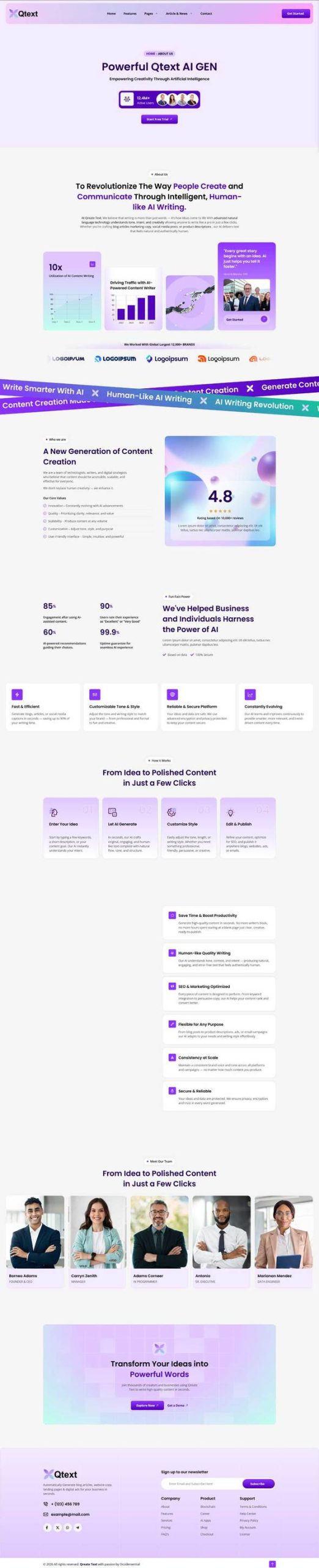 Qtext - AI Content Writer Elementor Template Kit