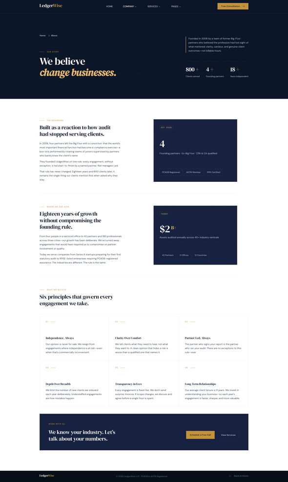 LedgerWise - Audit & Accounting Business Consulting Elementor Template Kit