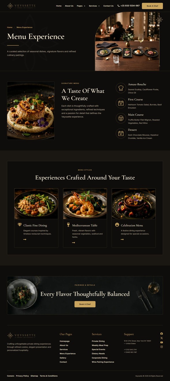 Veyssette - Private Chef Services Elementor Pro Template Kit