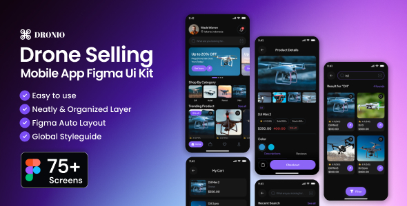 Dronio-Drone Selling Mobile App Figma Ui Kit