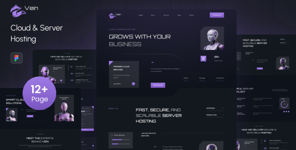 Vein - Cloud & Server Hosting Figma Template