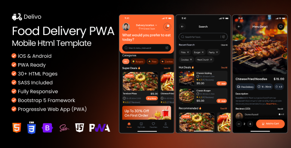 Delivo-Food Delivery PWA Mobile Html Template