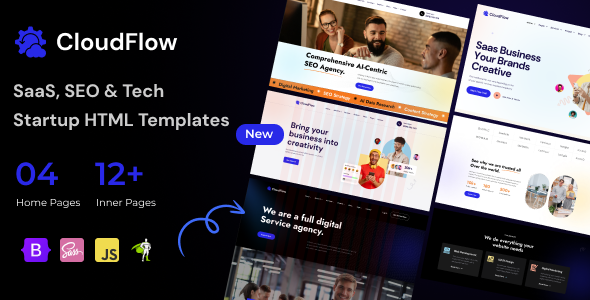 Cloudflow - SaaS, SEO & Tech Startup HTML Template