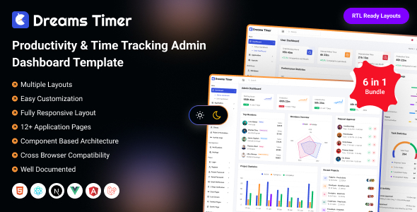 Dreams Timer - Time Tracking, Timesheet & Productivity Admin Dashboard Template
