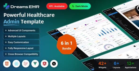 Dreams EMR - Hospital, Medical Records & Healthcare Admin Template (Next.js & React)