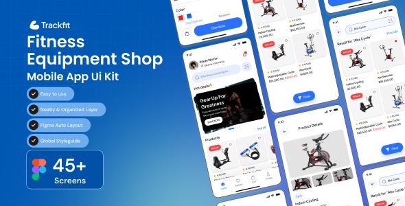 Trackfit-Fitness Equipment Shop Mobile App Figma Ui Kit