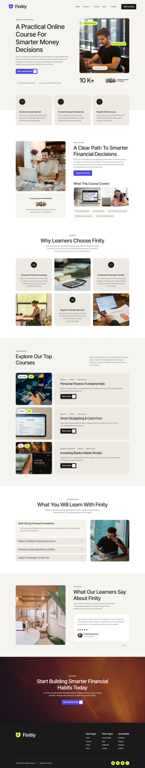 Finity - Financial Online Course Website Elementor Template Kits
