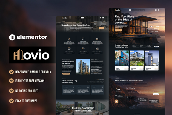 Hovio - Real Estate & Property WordPress Elementor Template Kit