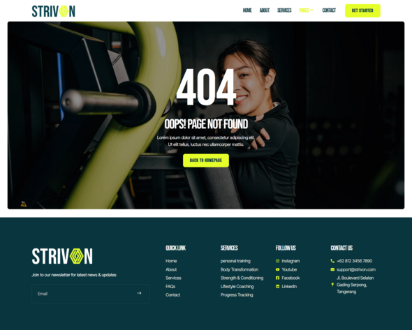 Strivon - Personal Trainer & Fitness Elementor Template Kit