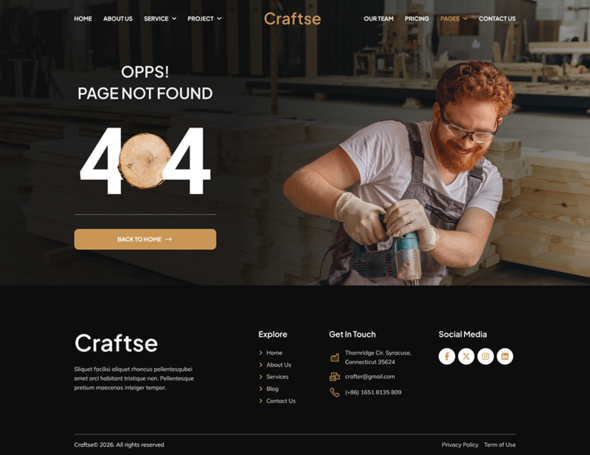 Craftse – Carpenter & Craftsman Elementor Template Kit