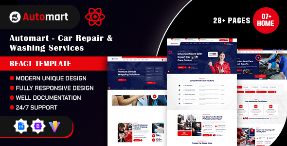 Automart - Car Repair & Washing Services React JS Template