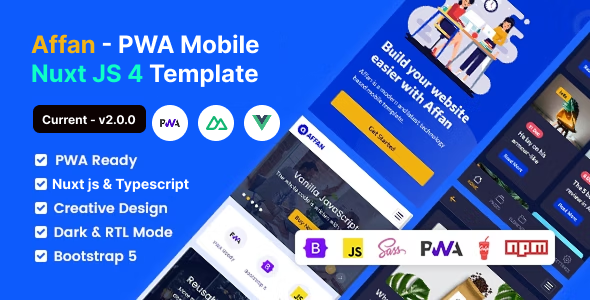 Affan – PWA Mobile Template | Nuxt.js 4 App & Mobile Web Template