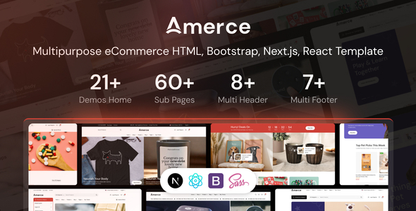Amerce - Multipurpose eCommerce HTML, Bootstrap, Next.js, React Template