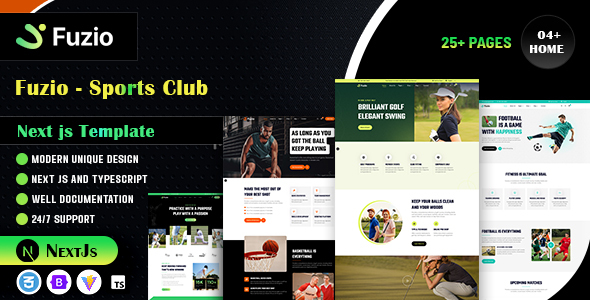 Fuzio – Sports Club Modern Next.js Template