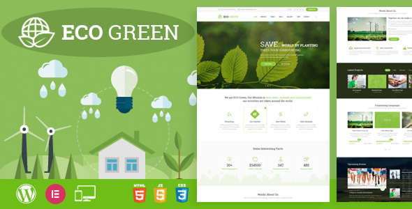 Eco Green - WordPress Theme for  Environment and Renewable Energy Company product preview