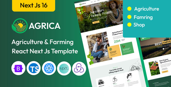 Preview image for Agrica - Agriculture & Organic Farm Next JS Template
