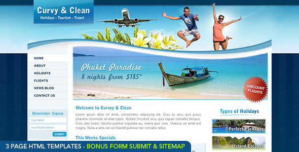 Curvy and Clean Travel Template - HTML