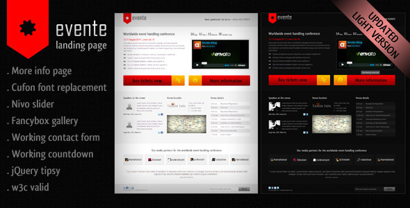 Evente Landing Page