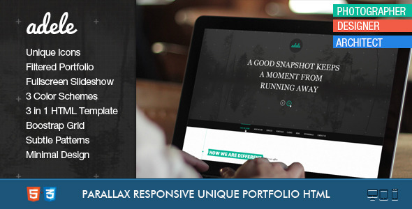 Adele - Boostrap Responsive & Clean HTML5 Template listing image