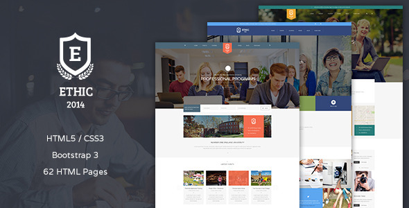 Preview image for ETHIC - Education, Event and Course HTML Template