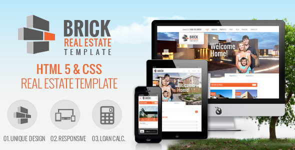 Product preview supplied for Brick - Responsive Real Estate Site HTML Template