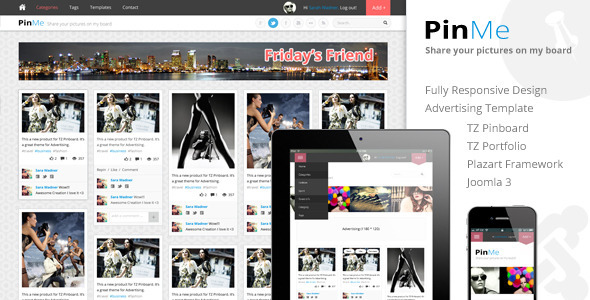 PinMe - Advertisement Responsive Joomla Template product preview