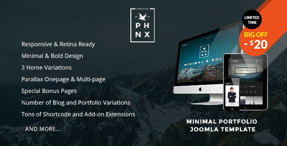 Phoenix - Minimal Portfolio Joomla Template listing image