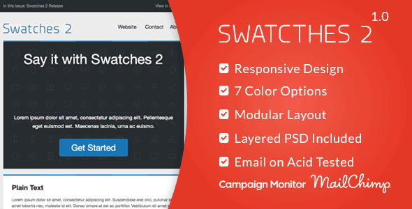 Product preview supplied for Swatches 2 - Responsive Email Template