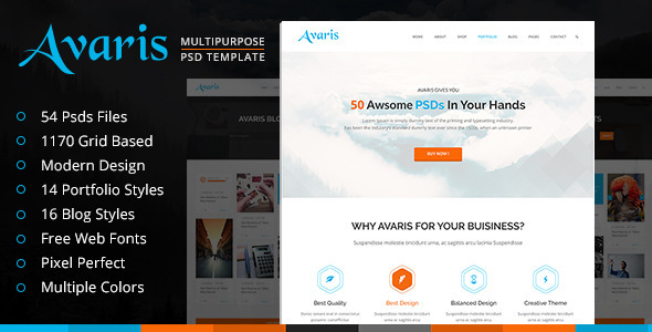 Avaris | Multipurpose PSD Template listing image