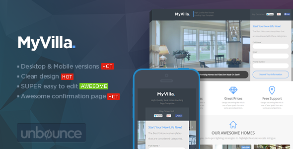 MyVilla - Real Estate Unbounce Template listing image