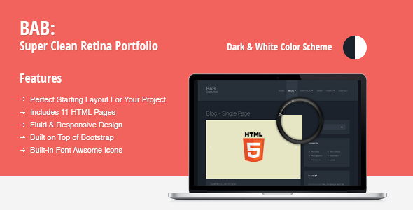 BAB: Clean, Responsive Portfolio HTML Theme product preview