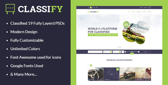 Classify - Classified Ads PSD Template