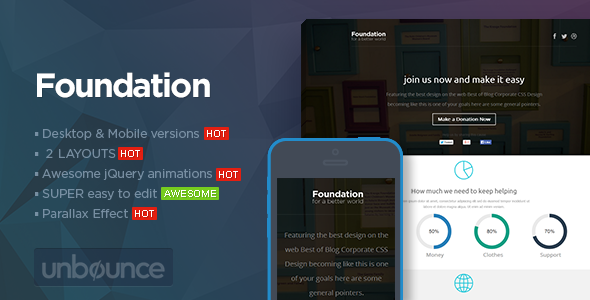 Preview image for Foundation - Unbounce Non-Profit Landing page
