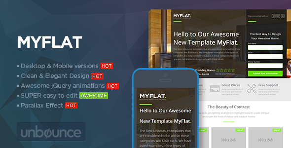 Preview image for MYFLAT - Real Estate Unbounce Template