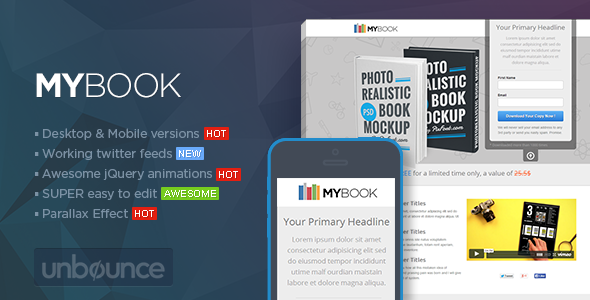 Product preview supplied for MYBook - Unbounce ebook Landing page