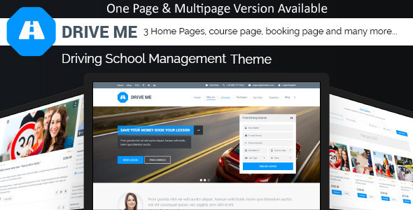 Driveme - Driving Class | School HTML Template With RTL