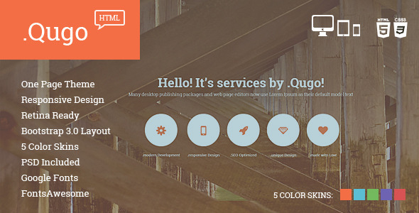 Product preview supplied for Qugo - One Page Multi Purpose Modern HTML Template