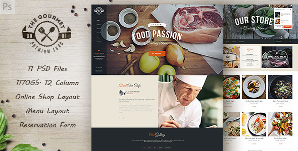 Preview image for Gourmet - Food & Restaurant PSD Template