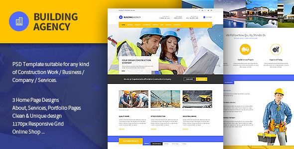 Product preview supplied for Building Agency -  Blog and Shop PSD