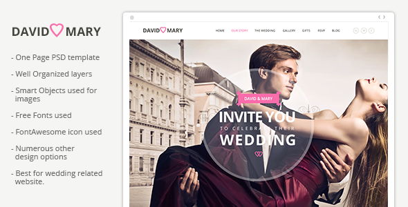 Product preview supplied for David & Mary - Event & Wedding Template