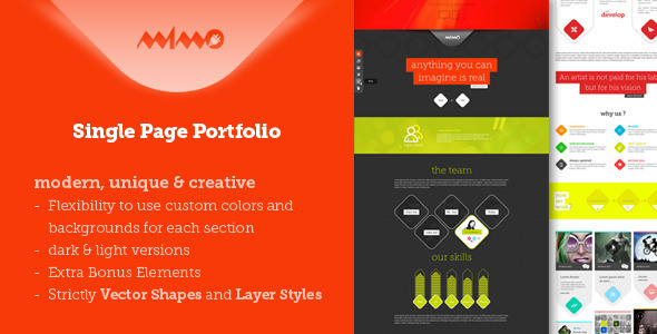 Product preview supplied for Mimo Single Page Portfolio
