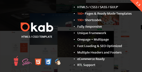 Product preview supplied for Okab - Responsive Multi-Purpose HTML5 Template