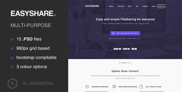 Easyshare - Filesharing PSD Template
